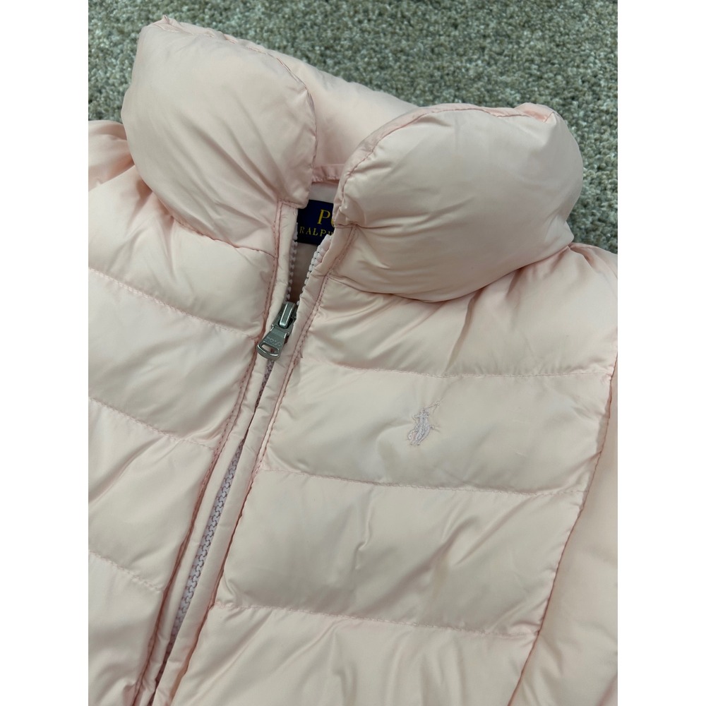 Polo Ralph Lauren Girls Pink Puffer Jacket /Vest Quilted Full Zip Size 6 #0617